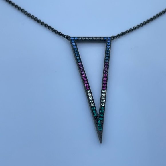 Nadri Necklaces Hematite tone cubic zirconia Trian - Picture 12 of 15